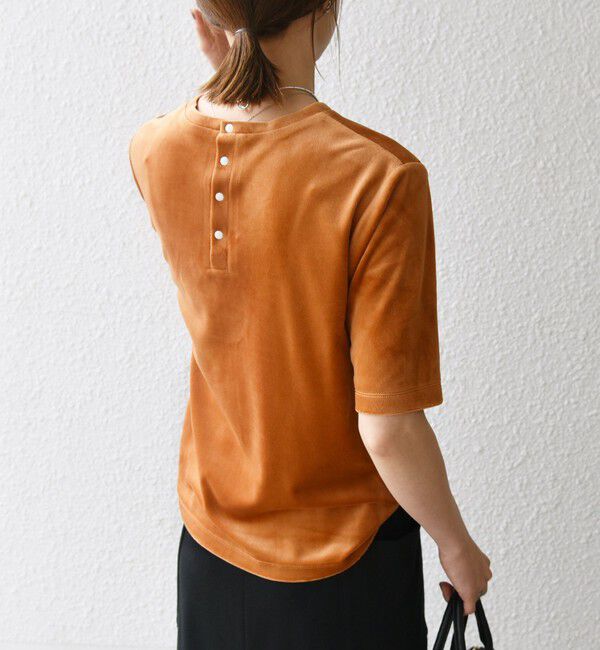 SHIPS any「SHIPS any:〈洗濯機可能〉ポリエステル ベロア ハーフスリーブ コンパクト TEE」|Tシャツ・カットソー|