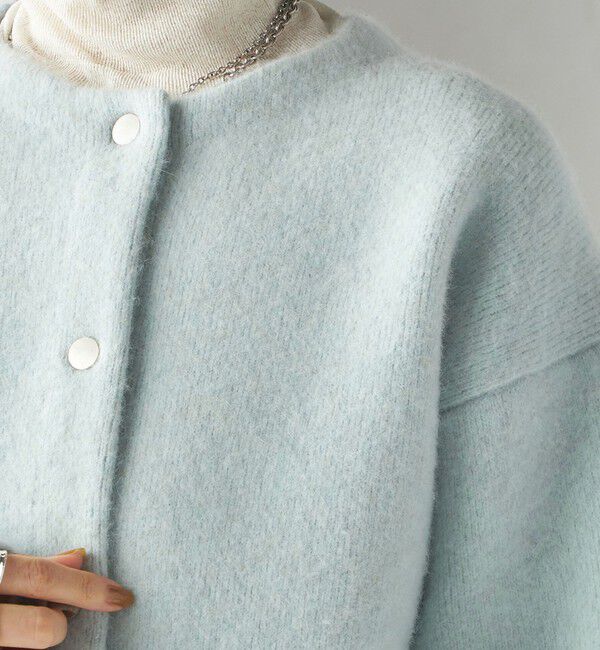 SHIPS for women「フォックス ブレンド ノーカラー ニット コート」|ノーカラーコート|