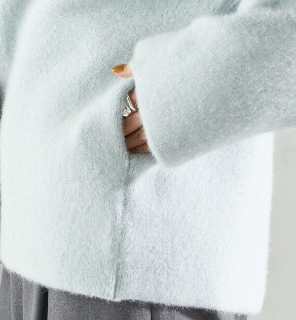 SHIPS for women「フォックス ブレンド ノーカラー ニット コート」|ノーカラーコート|