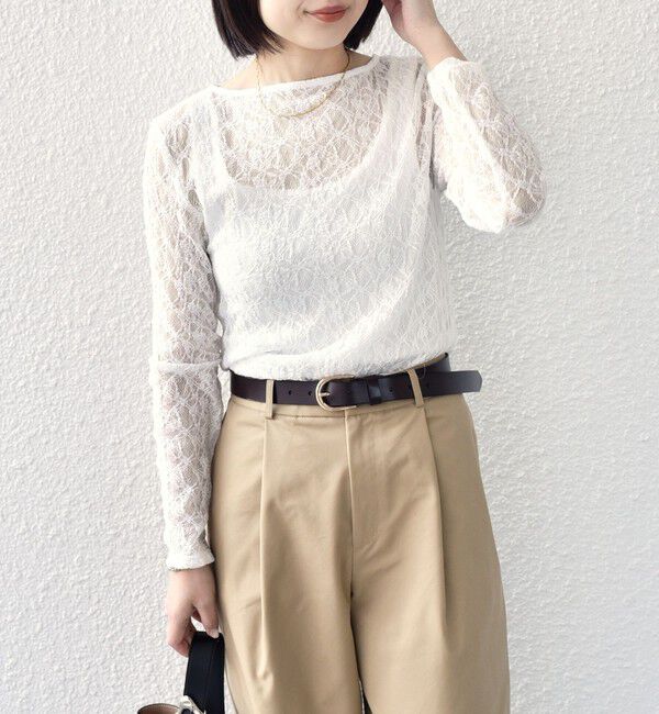 SHIPS Colors 「SHIPS Colors:〈手洗い可能〉ストレッチ レース ボートネック トップス◇」|Tシャツ・カットソー|