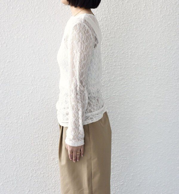 SHIPS Colors 「SHIPS Colors:〈手洗い可能〉ストレッチ レース ボートネック トップス◇」|Tシャツ・カットソー|