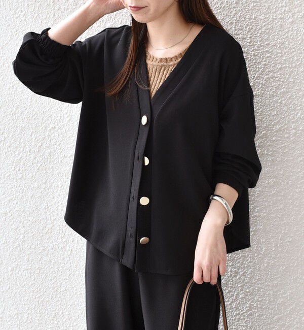 SHIPS Colors 「SHIPS Colors:〈手洗い可能〉カット ジョーゼット Vネック カーディガン（セットアップ対応可能）」|カーディガン|