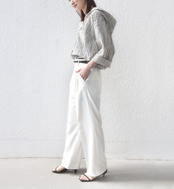 SHIPS for women「【WEB限定】〈手洗い可能〉ストライプ フード 羽織り シャツ」|シャツ・ブラウス|