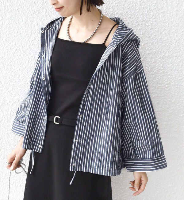 SHIPS for women「【WEB限定】〈手洗い可能〉ストライプ フード 羽織り シャツ」|シャツ・ブラウス|