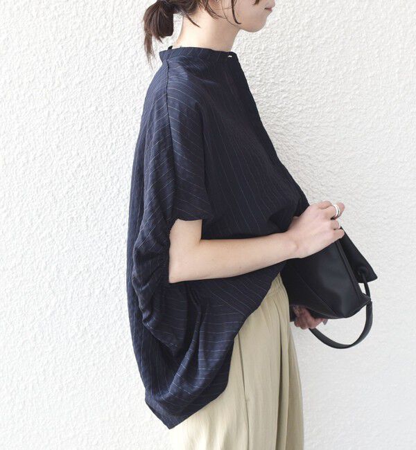 SHIPS Colors 「《予約》SHIPS Colors:〈手洗い可能〉ナイロンレーヨン ストライプ コクーン シャツ◆」|シャツ・ブラウス|