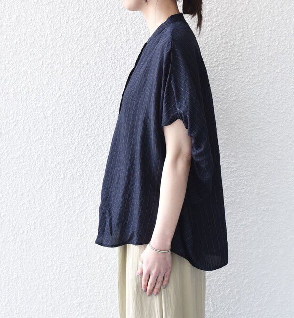 SHIPS Colors 「《予約》SHIPS Colors:〈手洗い可能〉ナイロンレーヨン ストライプ コクーン シャツ◆」|シャツ・ブラウス|