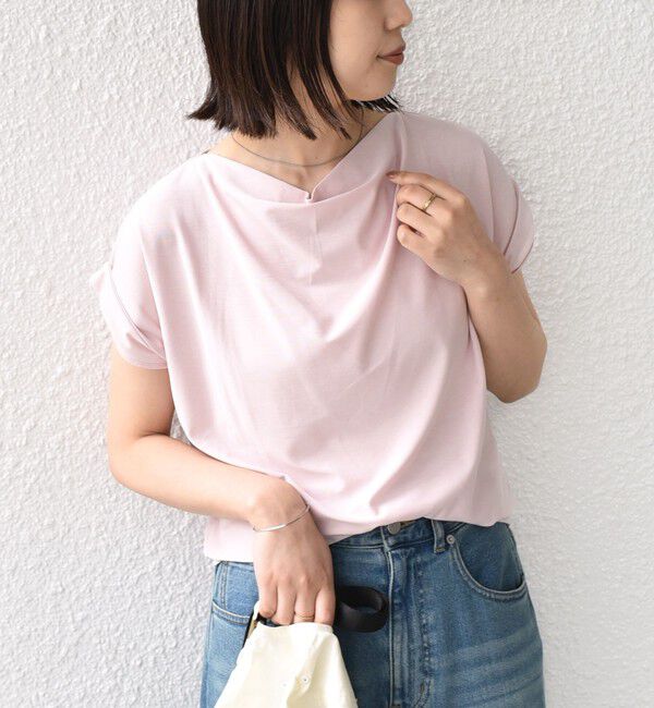 SHIPS Colors 「《予約》SHIPS Colors:〈接触冷感・手洗い可能〉クールタッチ ドレープ TEE◆」|Tシャツ・カットソー|ピンク