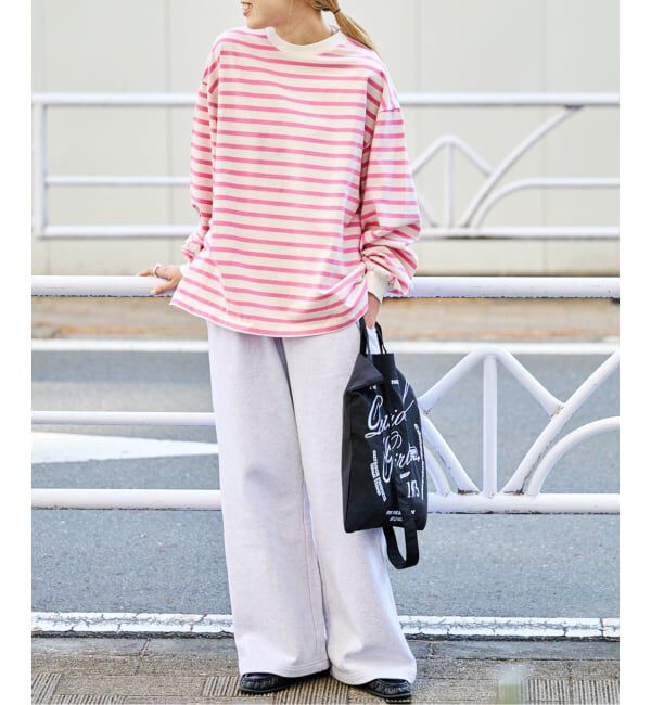 OUTDOOR PRODUCTS Usual Things「コットンボーダークルーネックワイドTEE」|Tシャツ・カットソー|