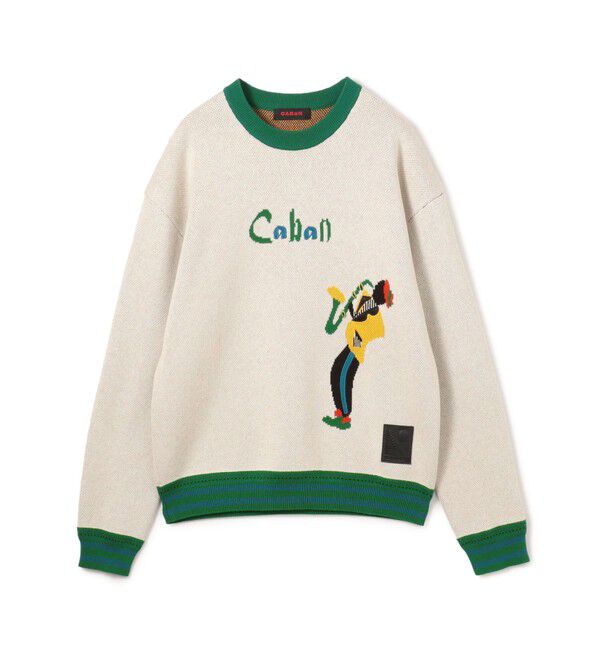 CABaN「CABaN コットンカシミヤジャカード JAZZ SAX クルーネックプルオーバー」|ニット・セーター|42 ライトベージュ系