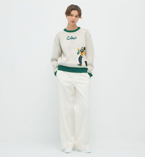 CABaN「CABaN コットンカシミヤジャカード JAZZ SAX クルーネックプルオーバー」|ニット・セーター|