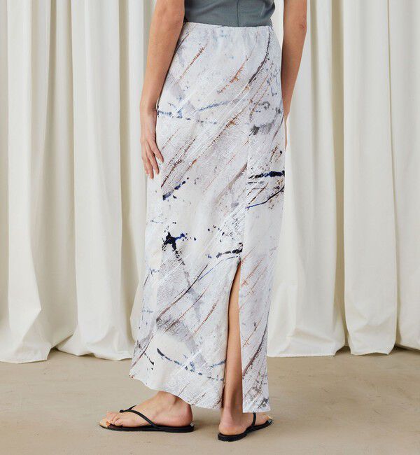 DES PRES「アブストラクトウォールプリント イージーストレートスカート」|タイト|