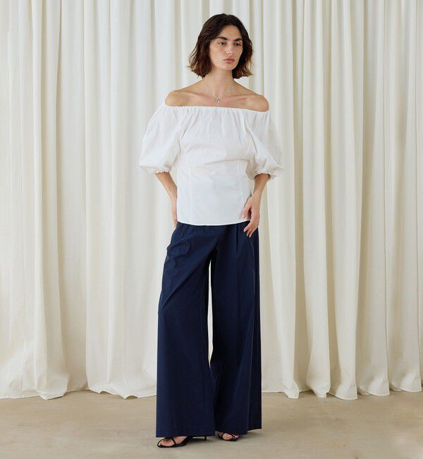 DES PRES「ストレッチポプリン ギャザーブラウス」|シャツ・ブラウス|