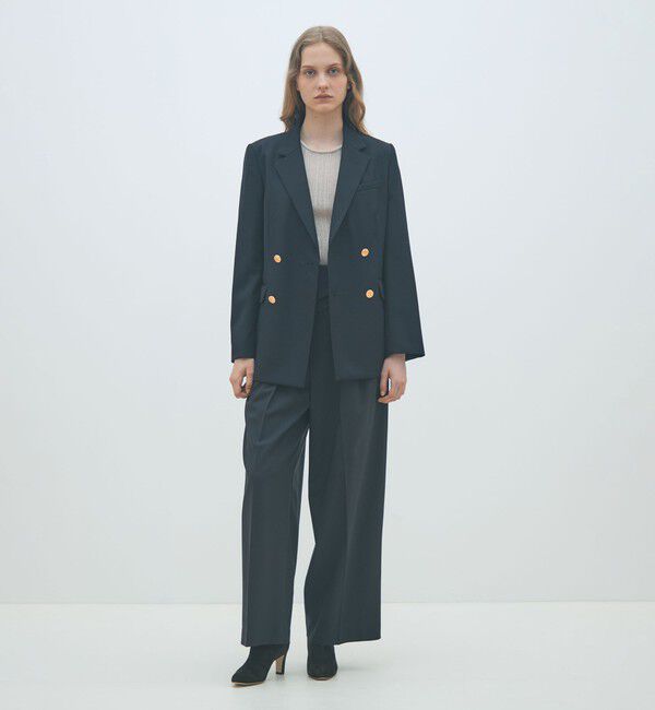 MACPHEE「ポリエステルウールストレッチ タックワイドパンツ」|スラックス|