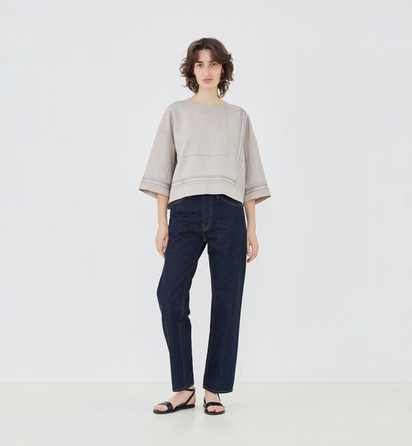 GALERIE VIE「リブコンビフレンチリネン クルーネックブラウス」|シャツ・ブラウス|