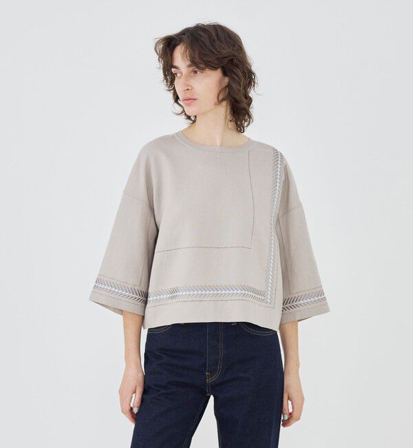 GALERIE VIE「リブコンビフレンチリネン クルーネックブラウス」|シャツ・ブラウス|