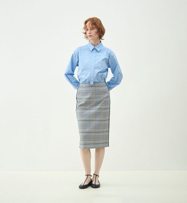 MACPHEE「トゥーサイドチェック タイトスカート」|タイト|