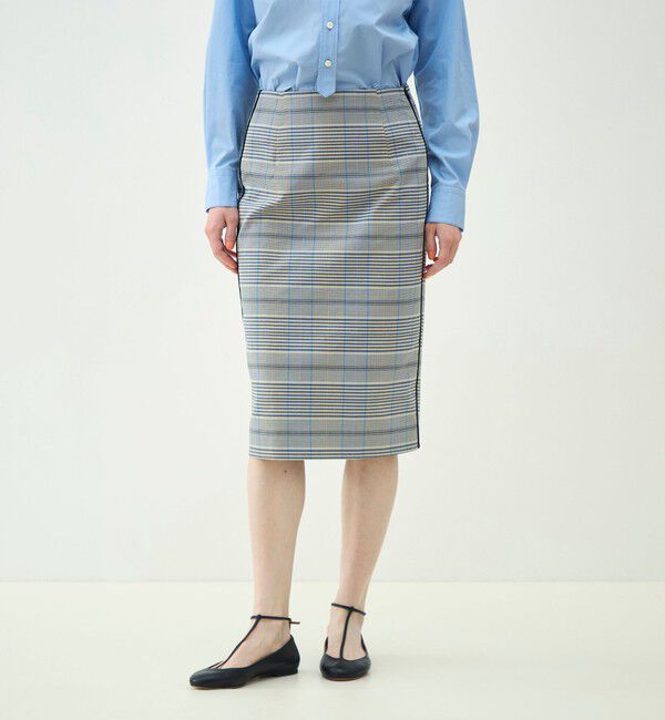 MACPHEE「トゥーサイドチェック タイトスカート」|タイト|