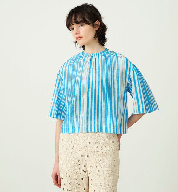 SOULEIADO「コットンシルクプリント プルオーバーブラウス」|シャツ・ブラウス|