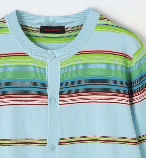 CABaN「コットンカシミヤマルチボーダー クルーネックカーディガン」|カーディガン|