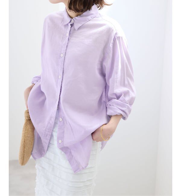 SLOBE IENA「リネンコットンレギュラーシャツ」|シャツ・ブラウス|パープル C
