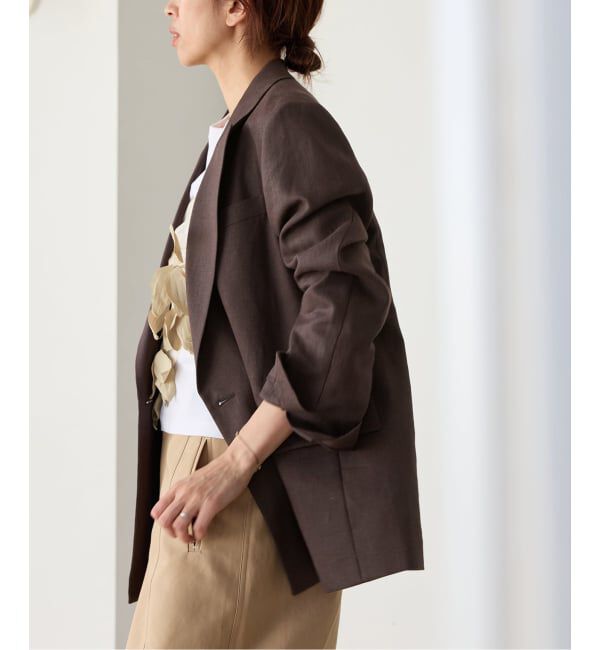 IENA「ウォッシャブル リネンミックス テーラードジャケット」|テーラードジャケット|