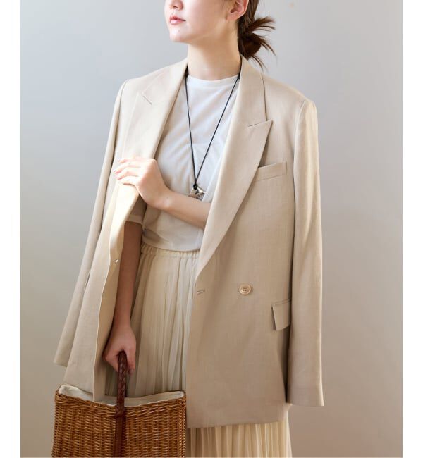 IENA「ウォッシャブル リネンミックス テーラードジャケット」|テーラードジャケット|