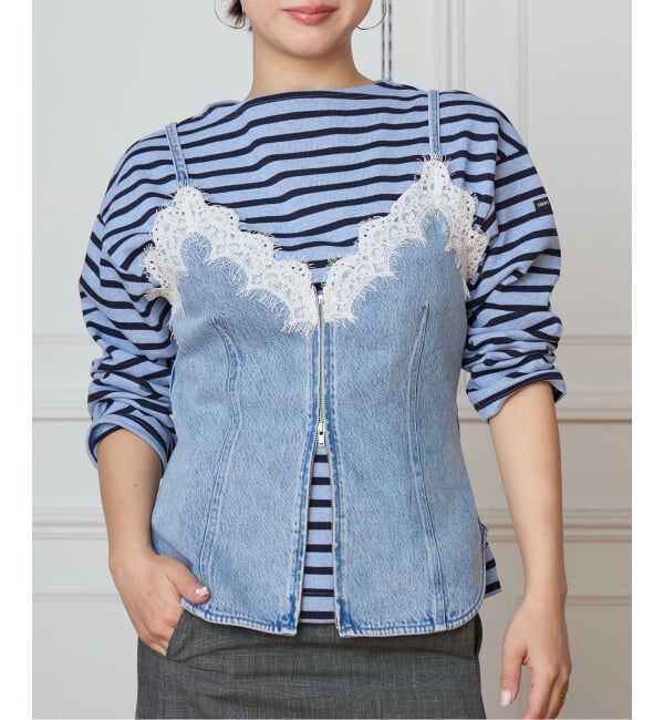 IENA LA BOUCLE「IENA LA BOUCLE ソフトデニムレースコンビキャミソール」|キャミソール|