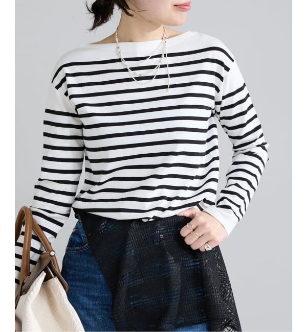 IENA「《新色》SEATTLEボーダーボートネックプルオーバー」|ニット・セーター|