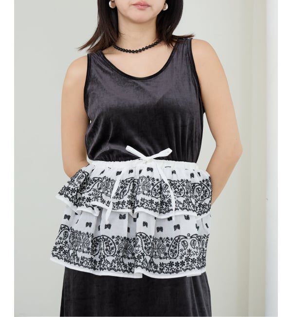 IENA LA BOUCLE「IENA LA BOUCLE エンブロイダリーコットンオーガンジーミニスカート」|スカート|