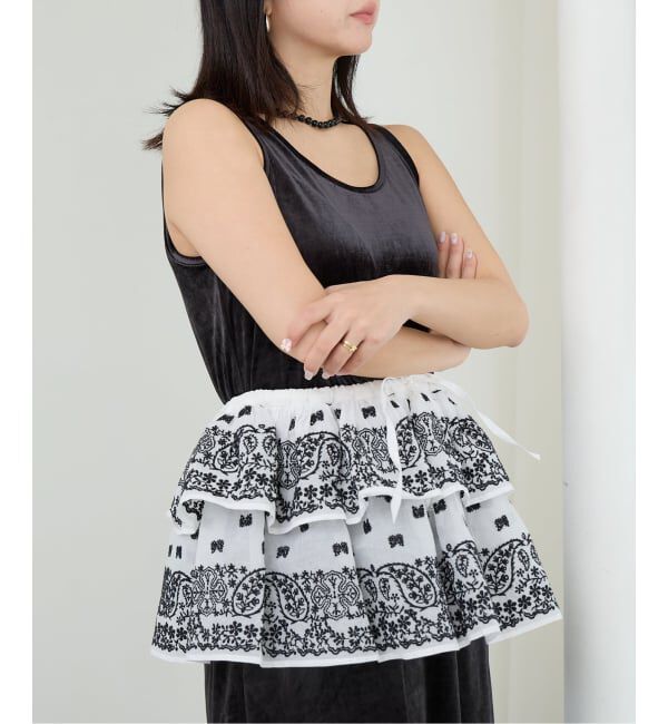 IENA LA BOUCLE「IENA LA BOUCLE エンブロイダリーコットンオーガンジーミニスカート」|スカート|