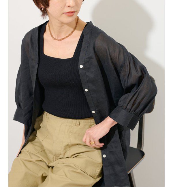 JOURNAL STANDARD relume「《追加2》Vis/Polyスクエアネックリブタンクトップ」|タンクトップ|ブラック