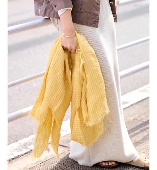 FRAMeWORK「THROW/スロー ライトリネンギンガムチェックストール」|ストール|