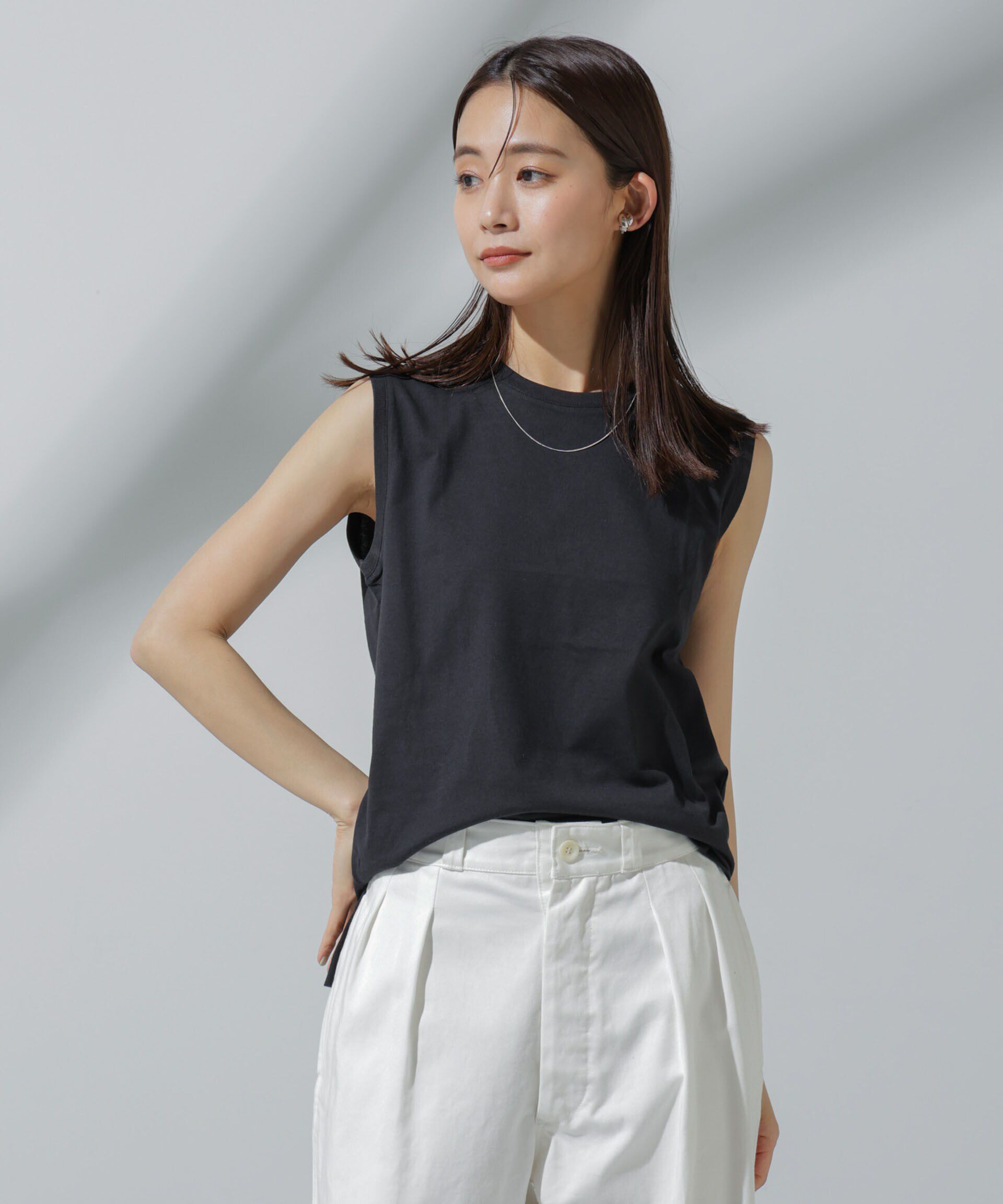 nano･universe「Anti Soaked(R) 汗染み防止 ノースリーブTシャツ」|Tシャツ・カットソー|