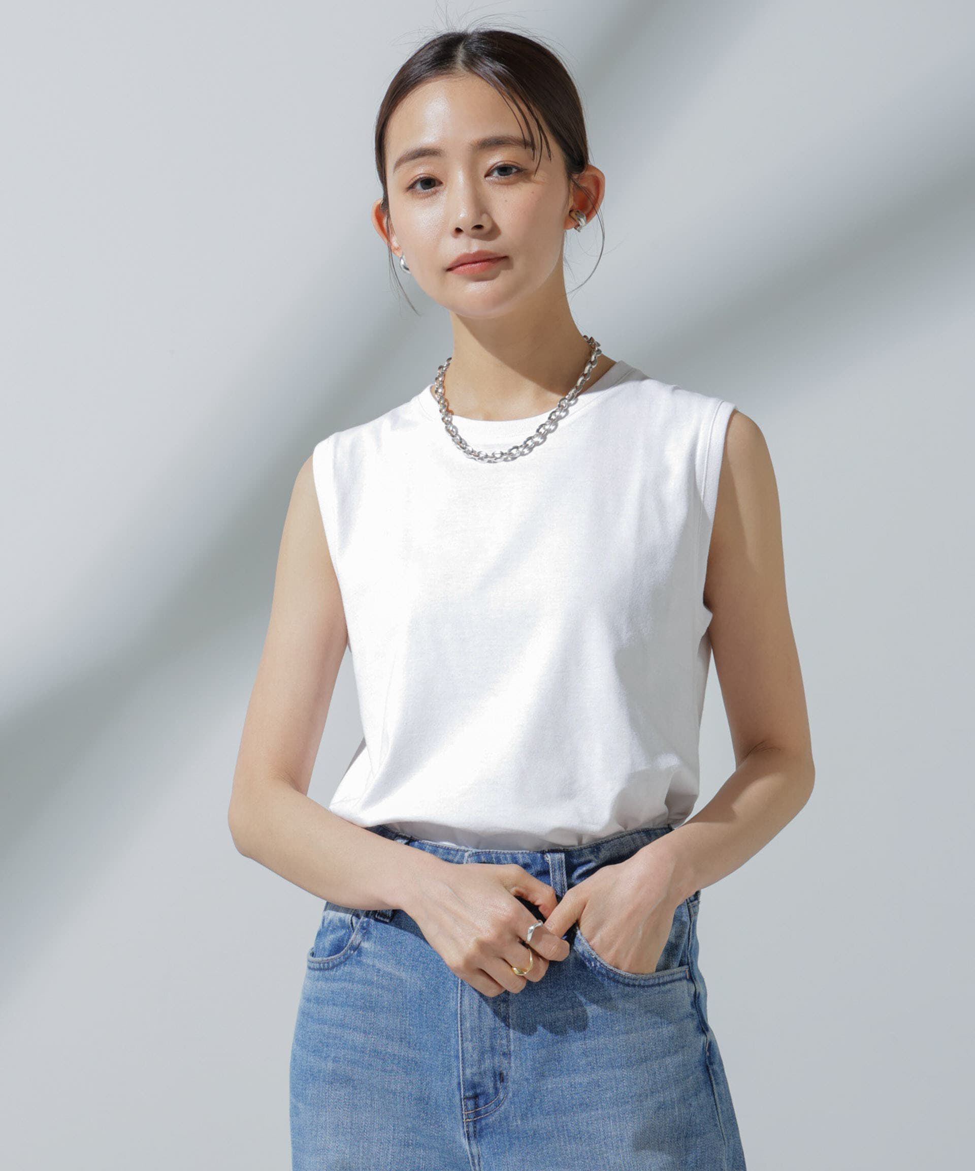 nano･universe「Anti Soaked(R) 汗染み防止 ノースリーブTシャツ」|Tシャツ・カットソー|