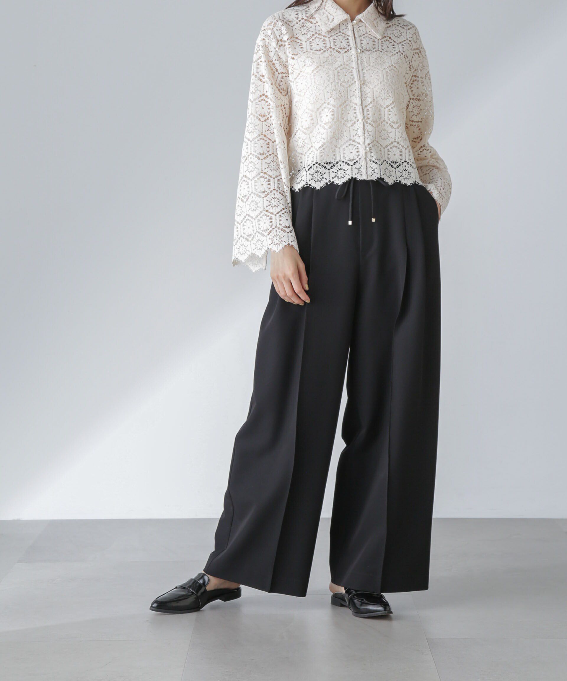 nano･universe「ピンタックイージーワイドパンツ」|チノ|