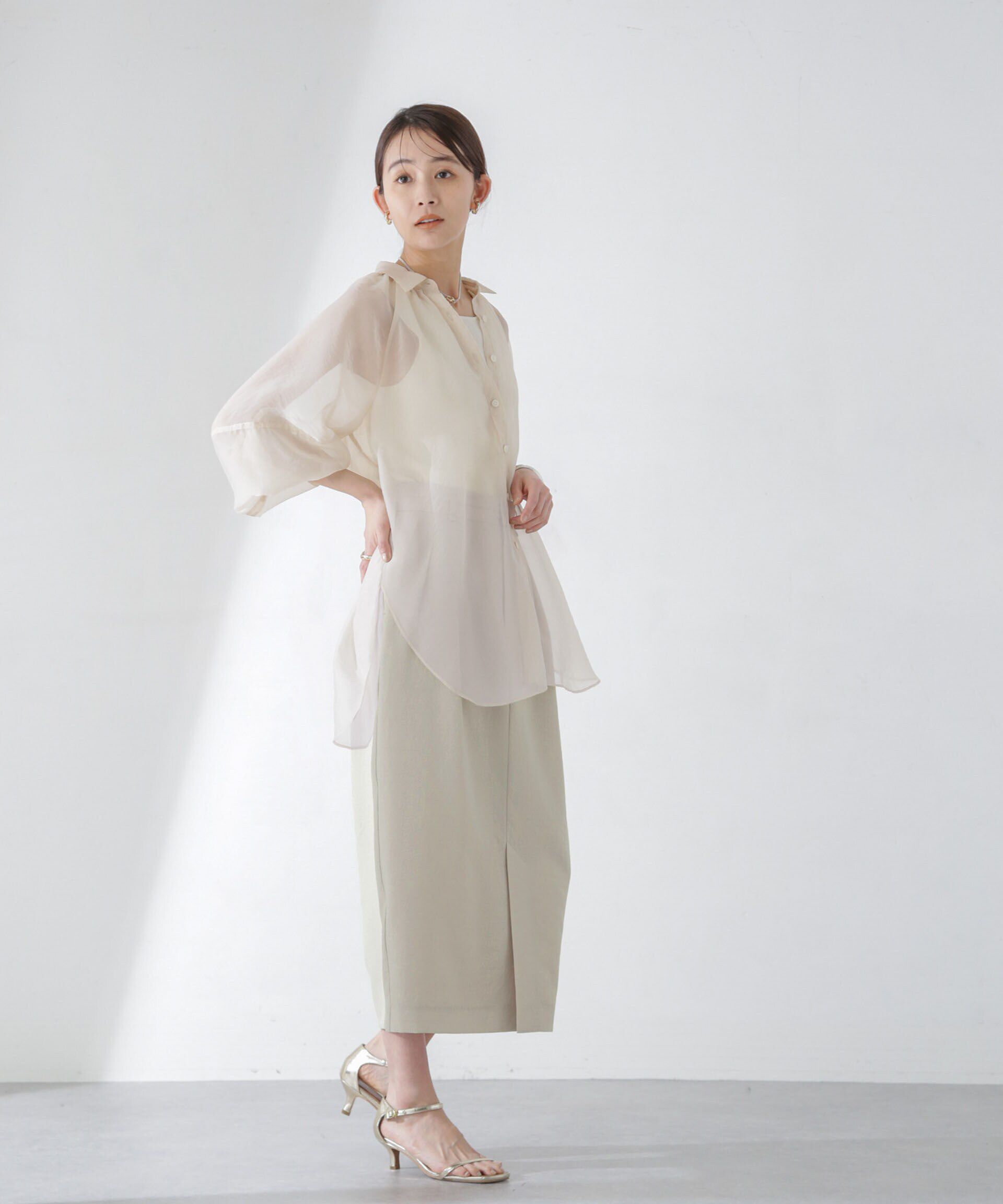 nano･universe「<洗濯機使用可><ﾉﾝｱｲﾛﾝ>ﾒﾗﾝｼﾞﾄﾞﾗｲ ｿﾌﾄｺｸｰﾝｽｶｰ  」|スカート|