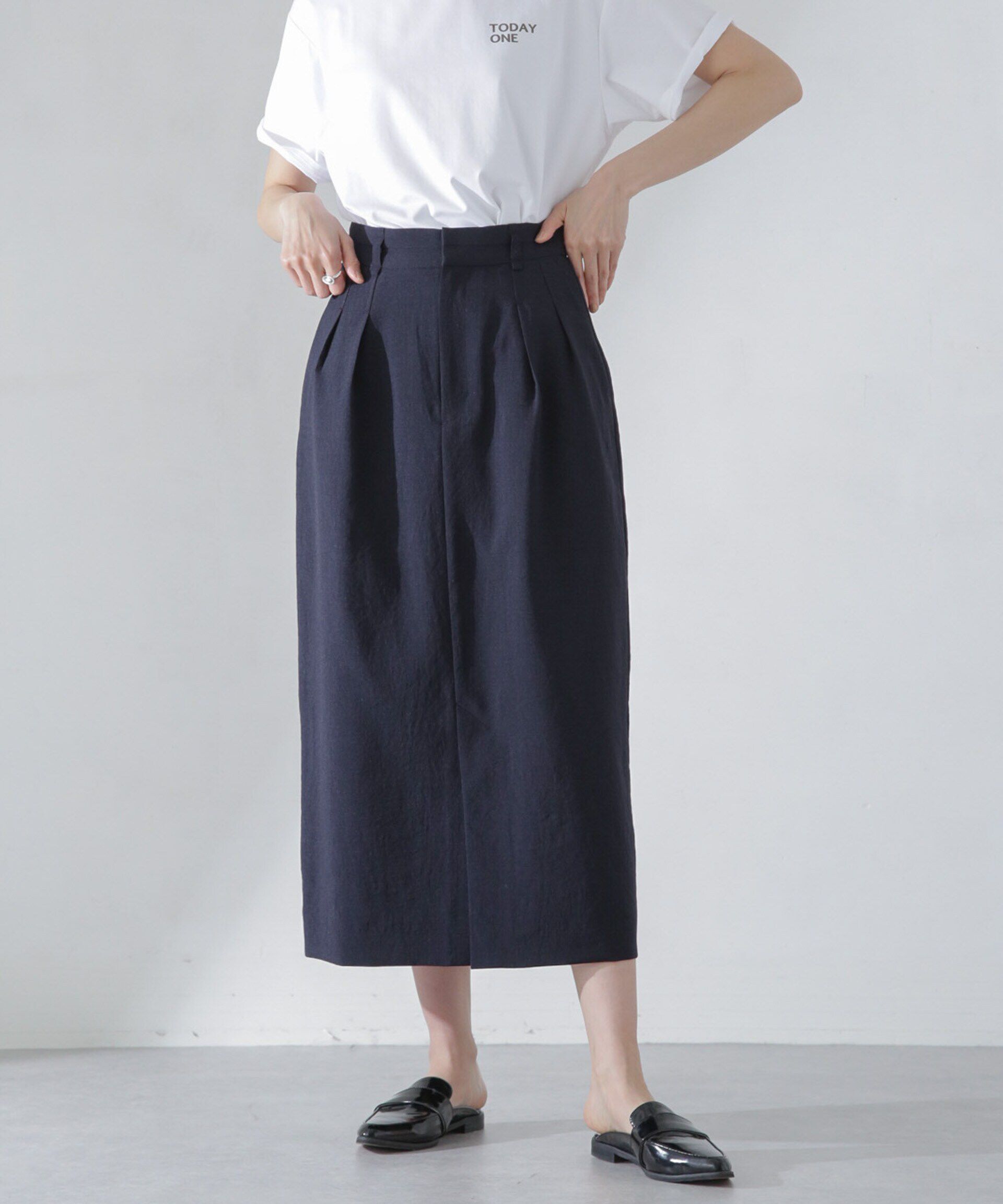 nano･universe「<洗濯機使用可><ﾉﾝｱｲﾛﾝ>ﾒﾗﾝｼﾞﾄﾞﾗｲ ｿﾌﾄｺｸｰﾝｽｶｰ  」|スカート|