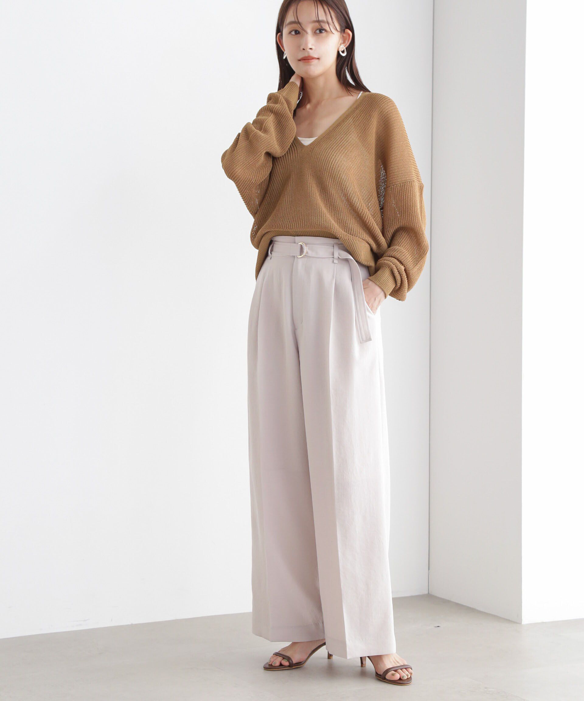 nano･universe「DeepVネックシアー畔ニット」|ニット・セーター|