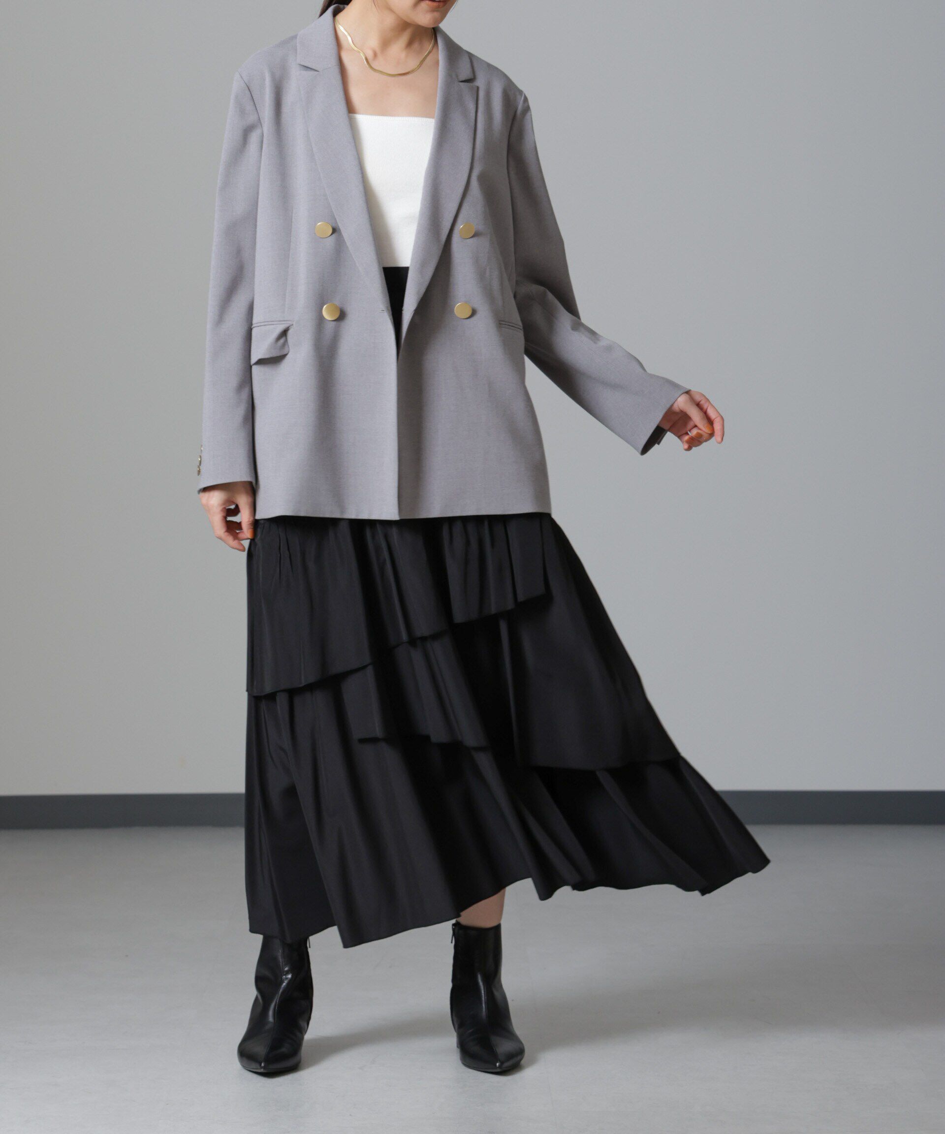 nano･universe「オーバーラップティアードスカート」|スカート|