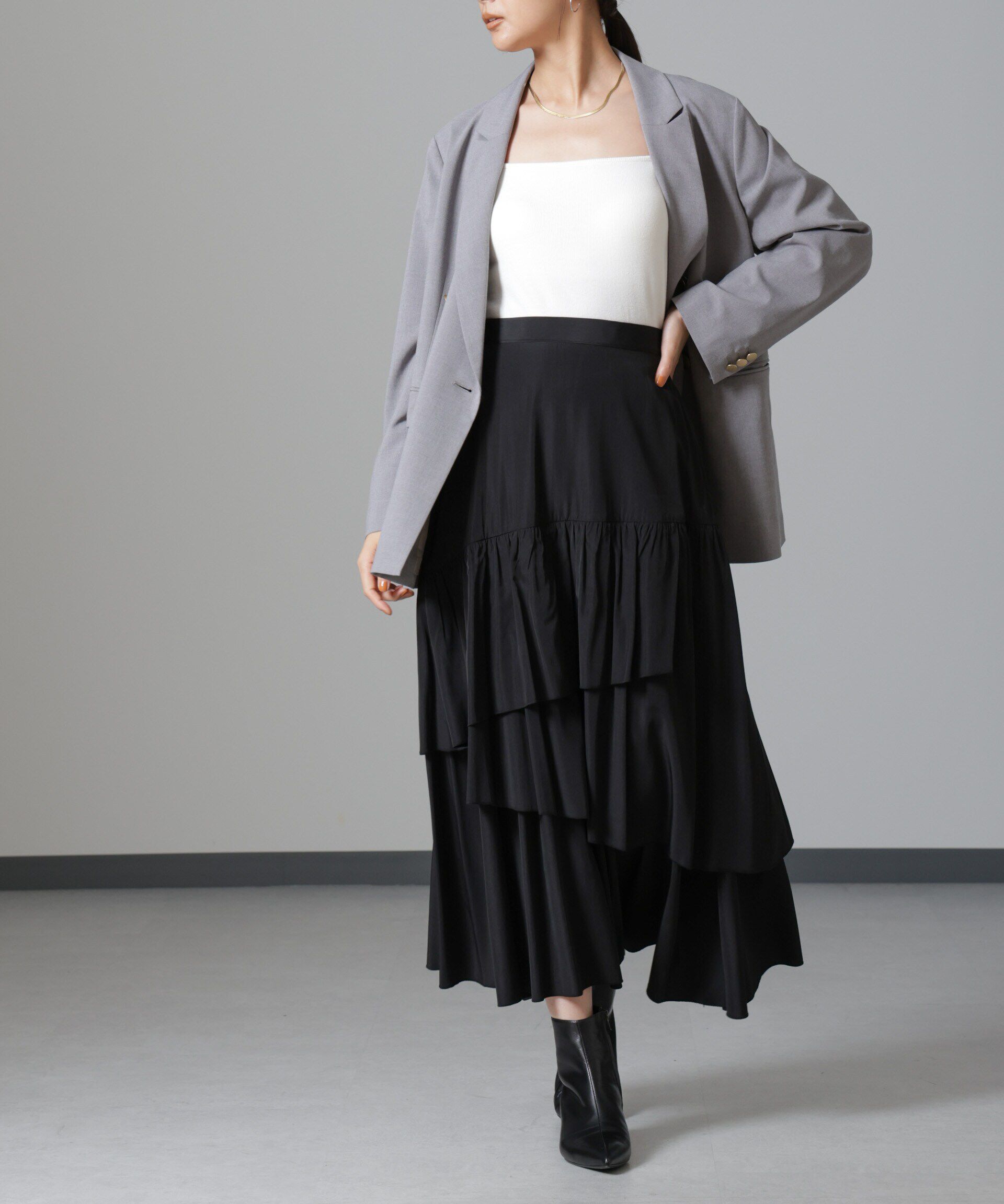 nano･universe「オーバーラップティアードスカート」|スカート|