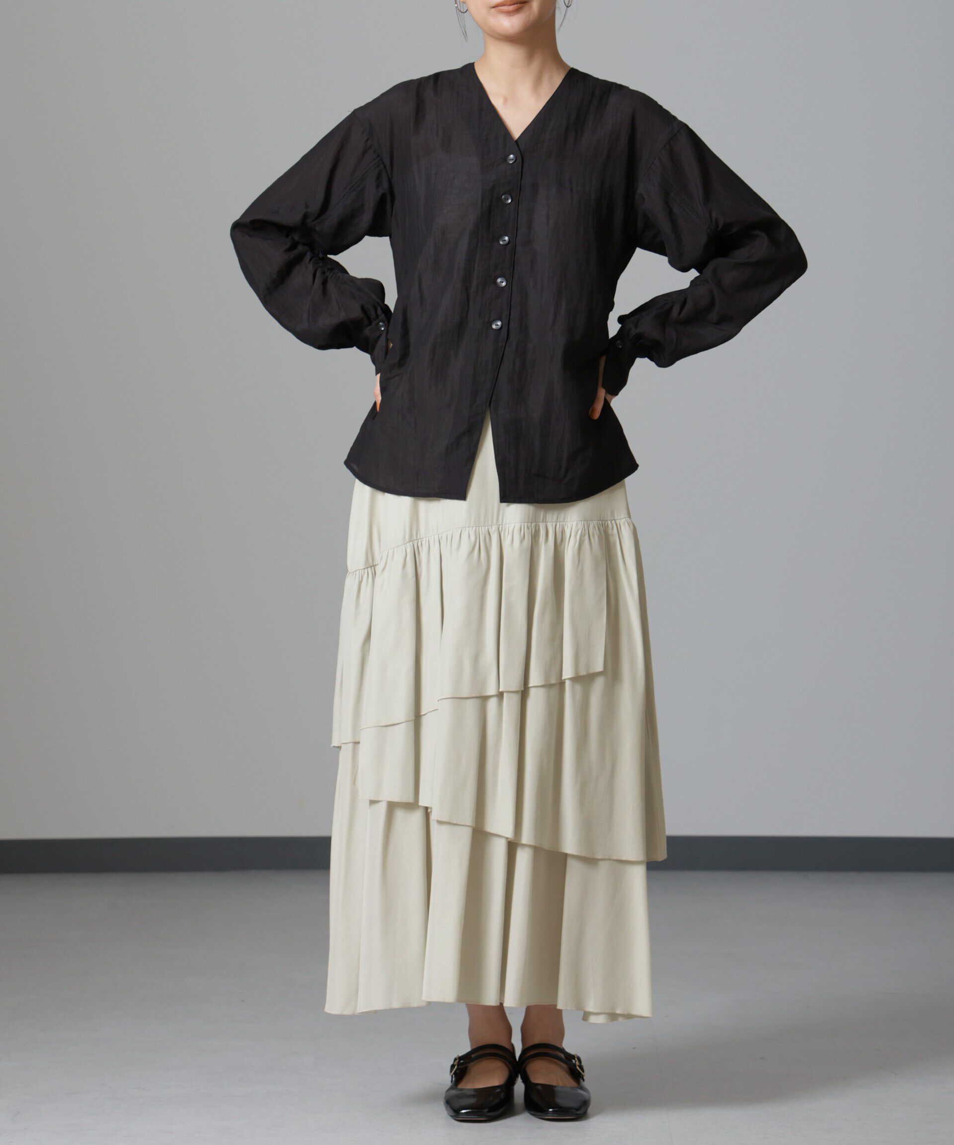 nano･universe「オーバーラップティアードスカート」|スカート|