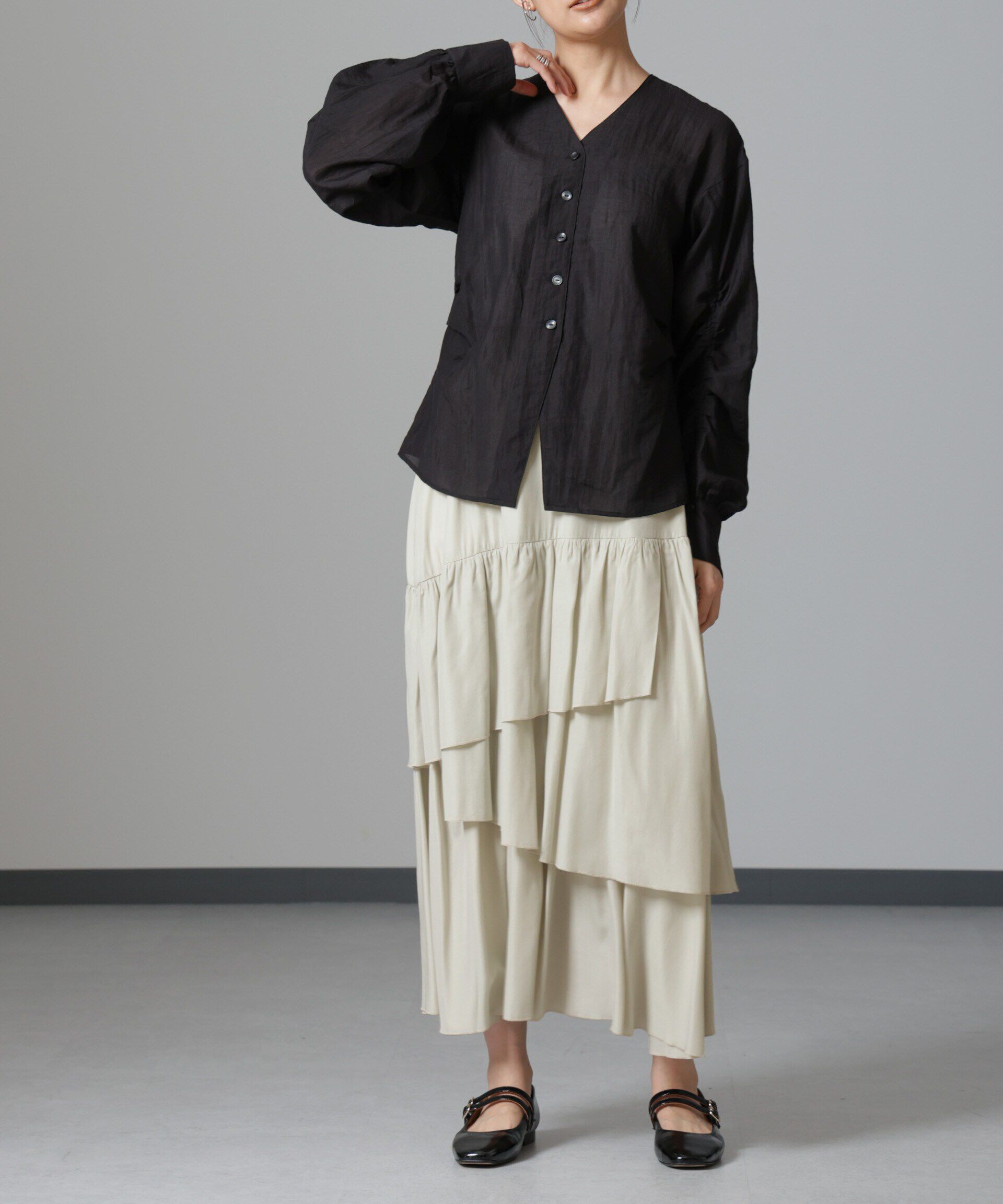 nano･universe「オーバーラップティアードスカート」|スカート|