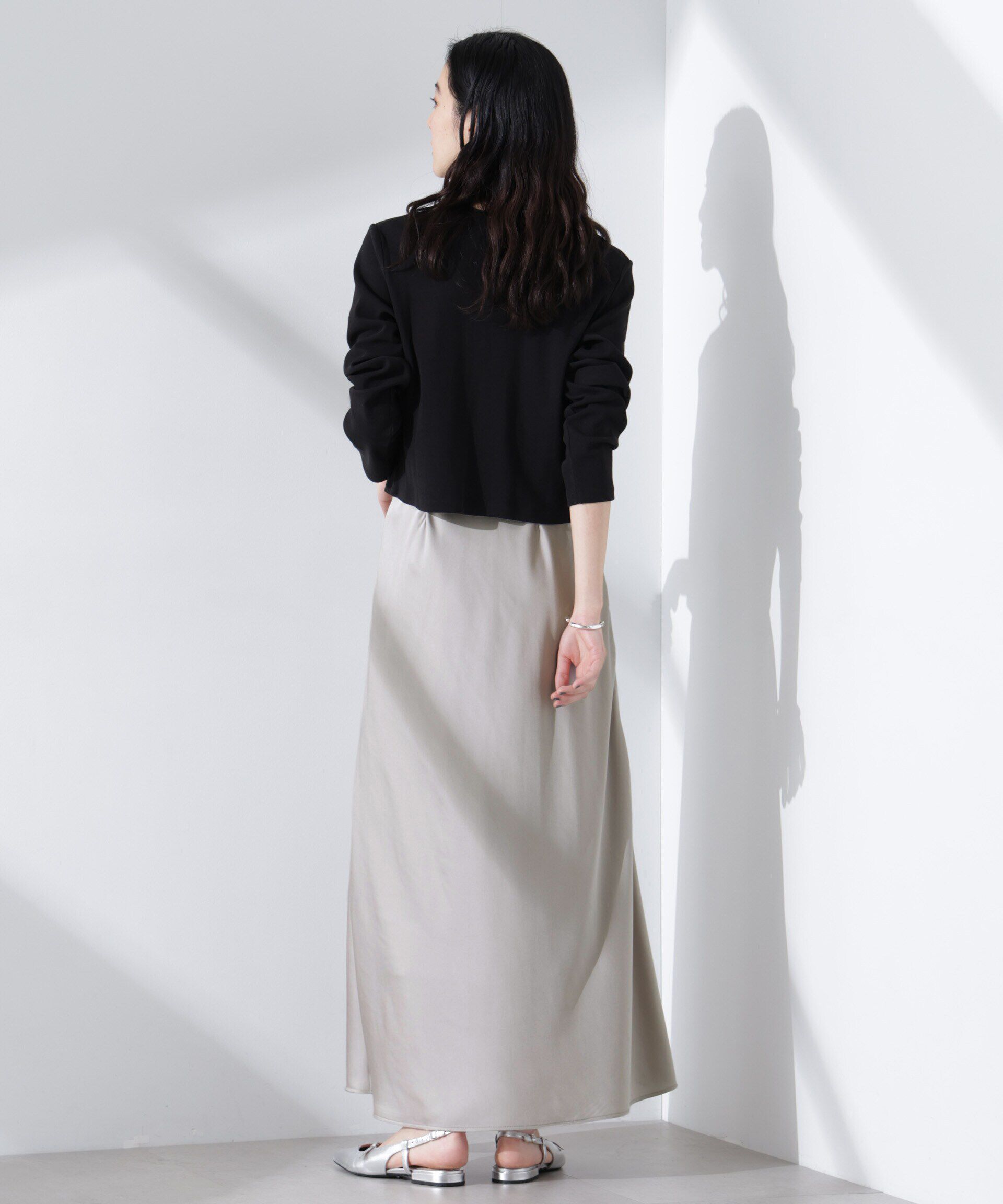 nano･universe「サテンバイヤスロングナロースカート」|スカート|