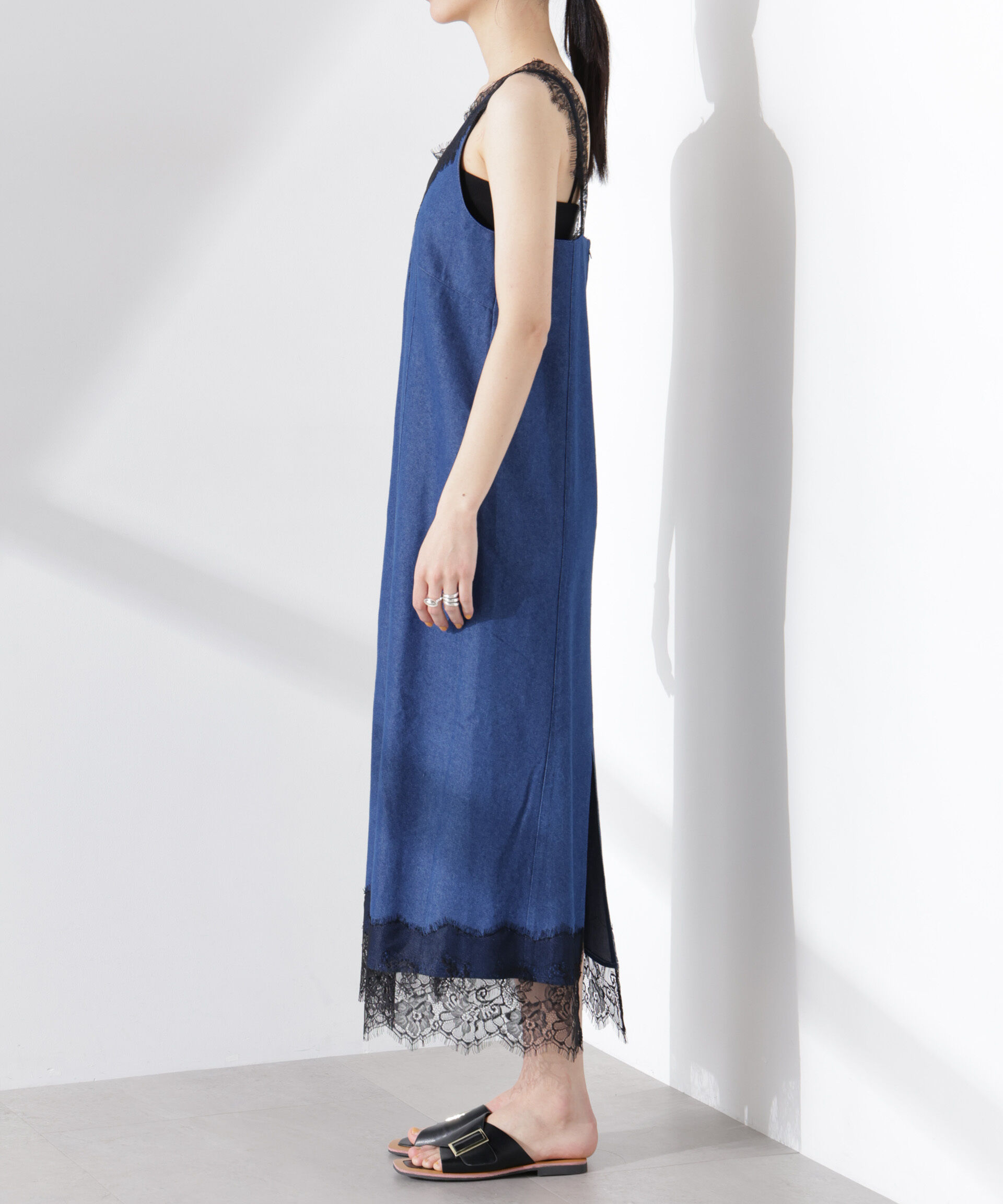 nano･universe「レースディティールデニムドレス」|ワンピース|