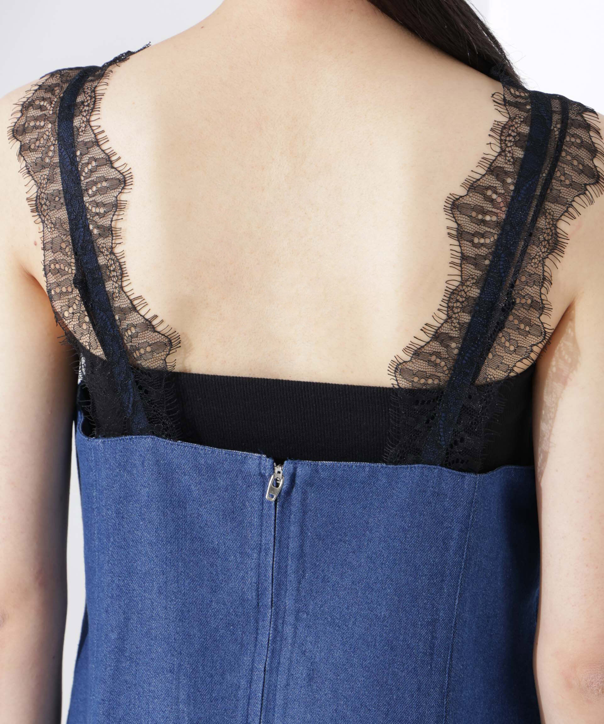 nano･universe「レースディティールデニムドレス」|ワンピース|