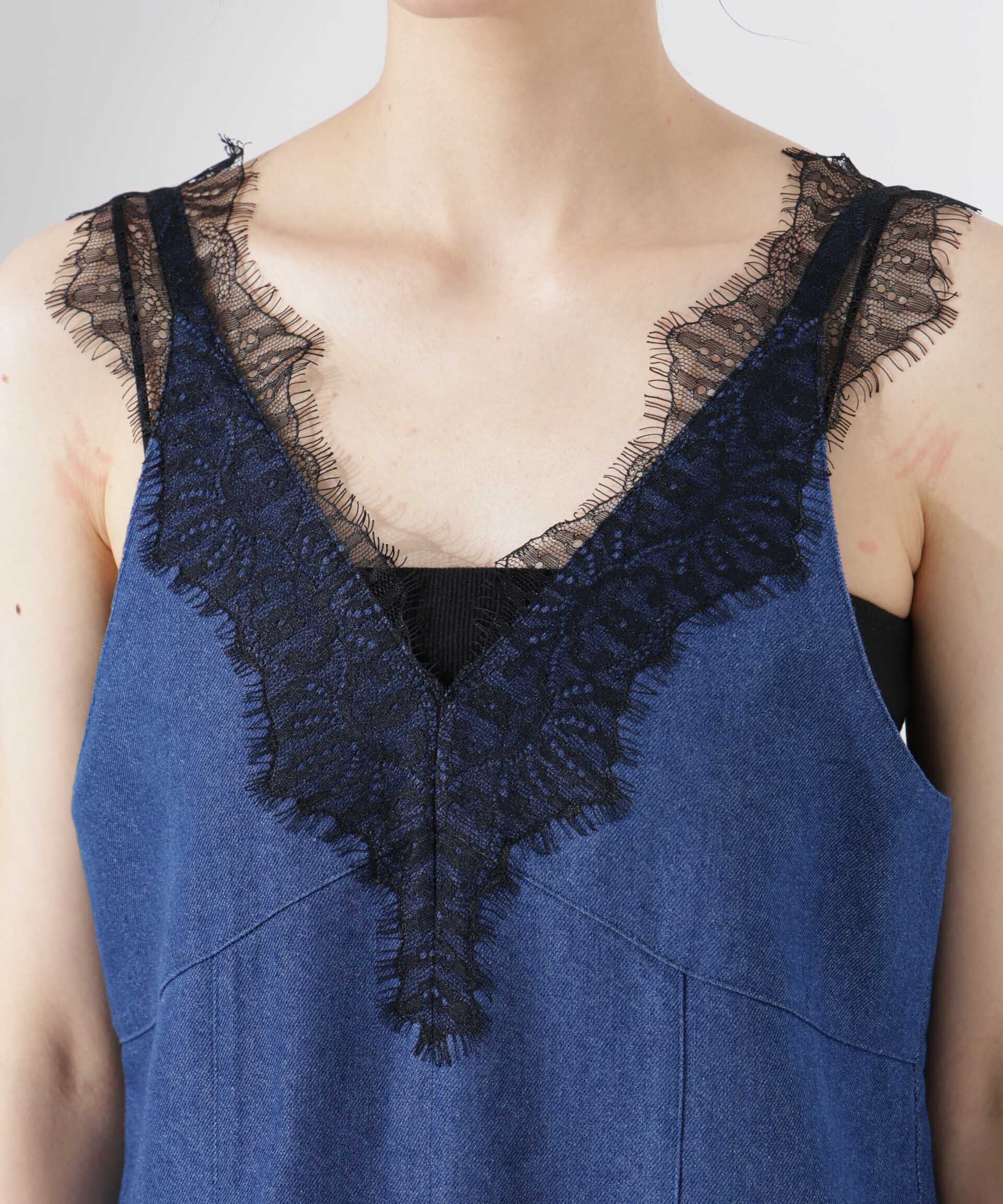 nano･universe「レースディティールデニムドレス」|ワンピース|