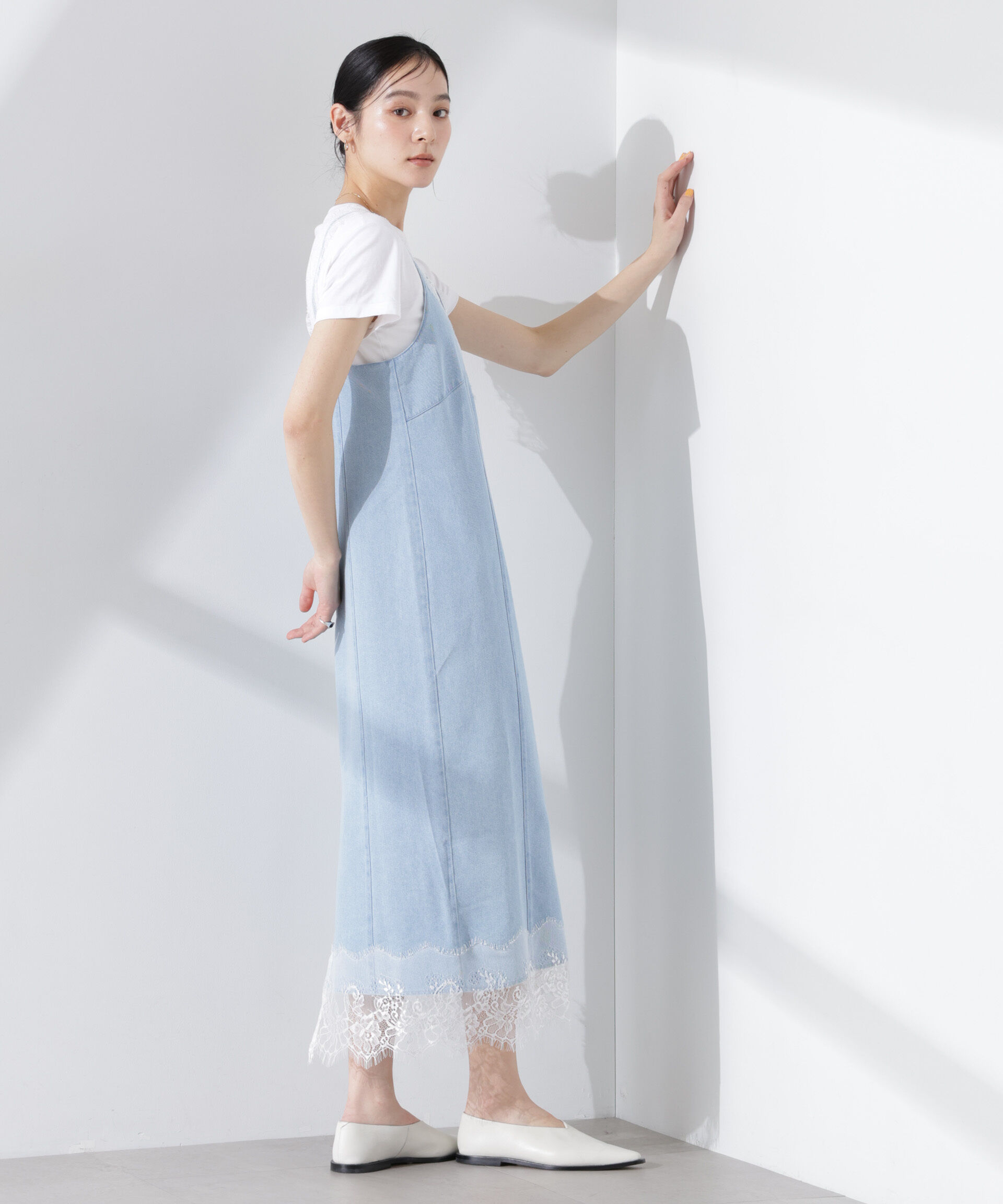 nano･universe「レースディティールデニムドレス」|ワンピース|