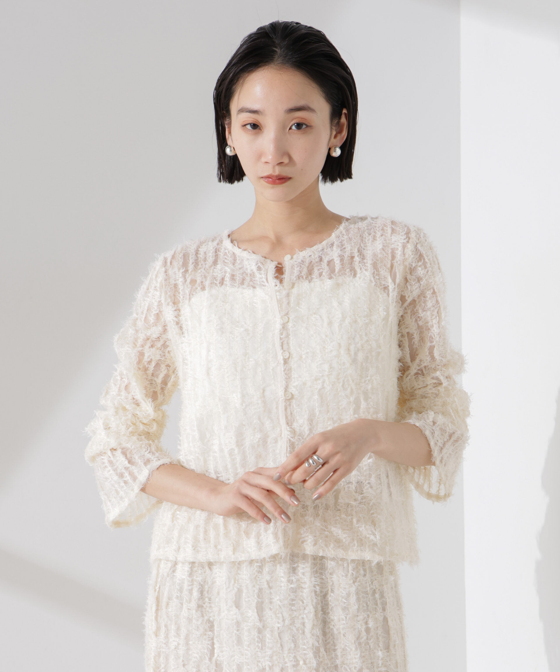 nano･universe「フリンジチュール前後2wayブラウス（セットアップ可）」|シャツ・ブラウス|