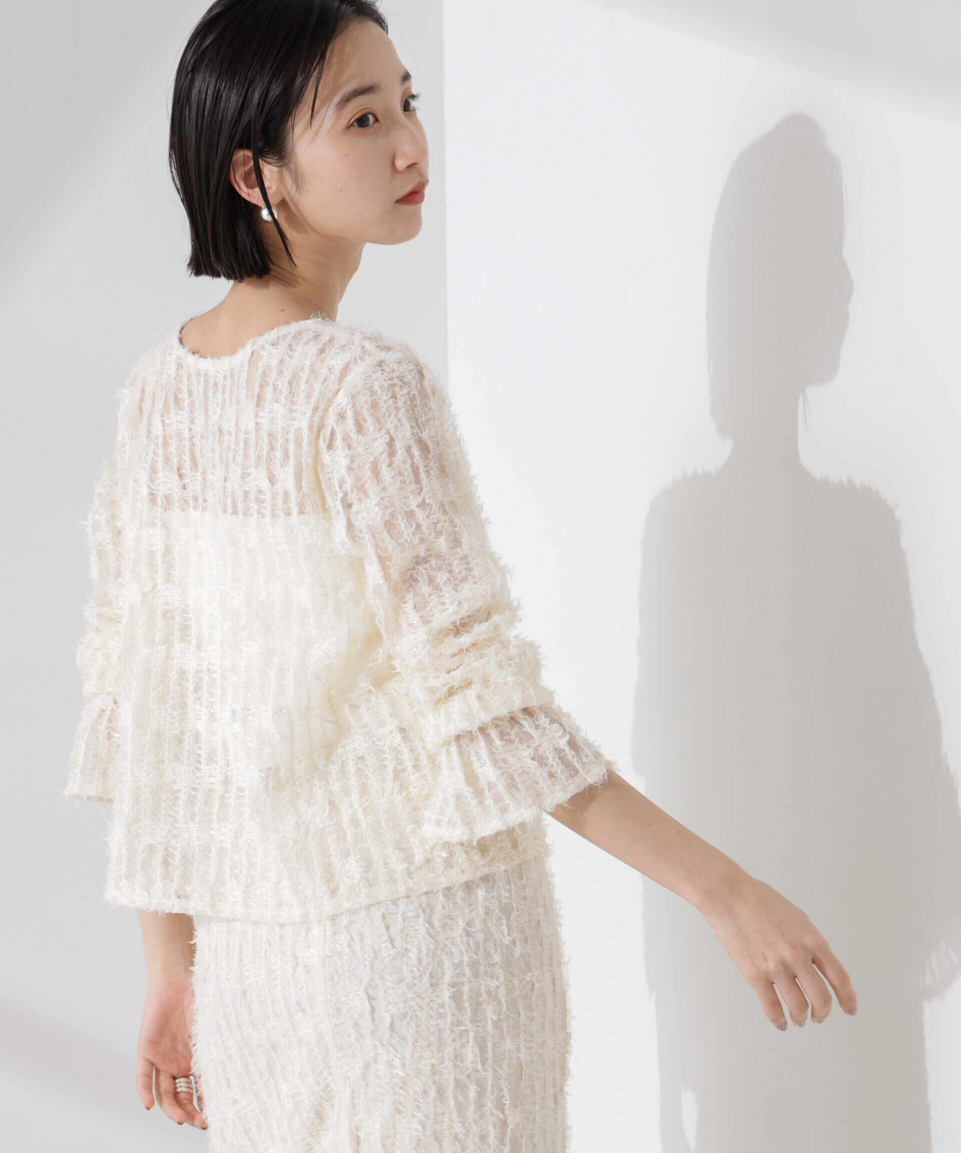 nano･universe「フリンジチュール前後2wayブラウス（セットアップ可）」|シャツ・ブラウス|