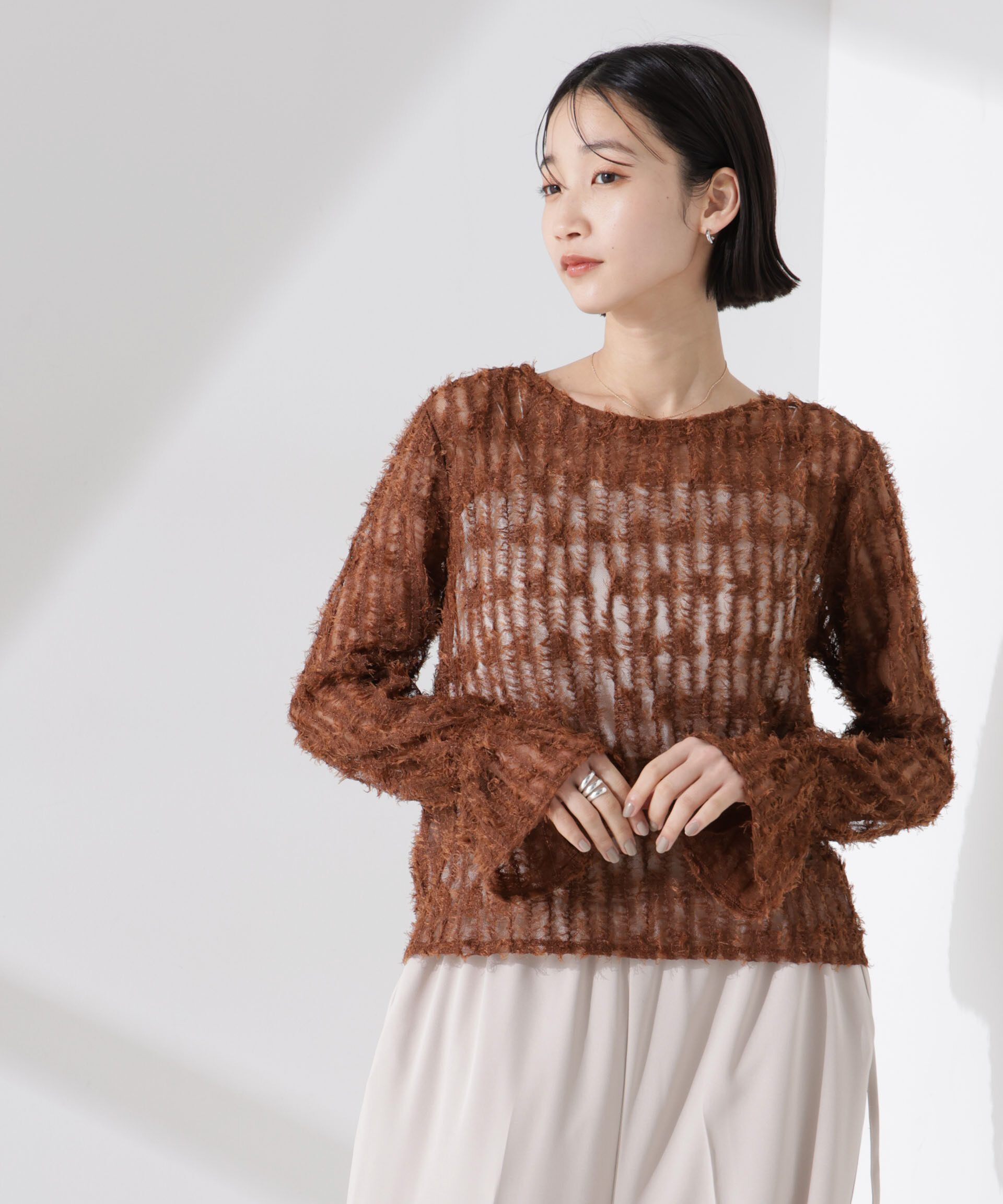 nano･universe「フリンジチュール前後2wayブラウス（セットアップ可）」|シャツ・ブラウス|